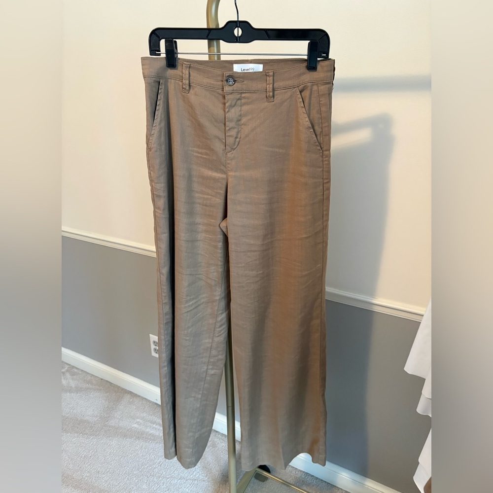 Level 99 Linen Blend wide leg khaki Pants